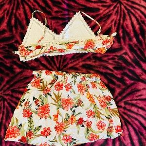A two piece floral set and size L